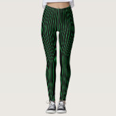 Groen en zwart Pinstripe Leggings (Voorkant)