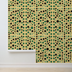 Groen en zwart Polka Dot Abstract patroon Behang