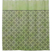 Groen en zwart Retropatroon Douchegordijn (Voorkant)