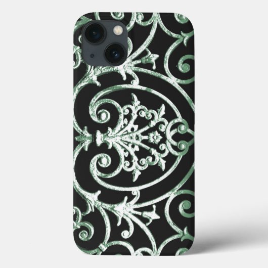 Groen en zwart scrollwerk patroon Case-Mate iPhon iPhone Case (Achterkant)
