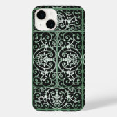 Groen en zwart scrollwerkpatroon Case-Mate iPhone case (Achterkant)