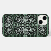 Groen en zwart scrollwerkpatroon Case-Mate iPhone case (Achterkant (horizontaal))