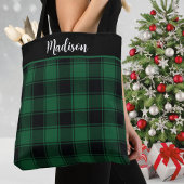 Groen en Zwart Tartan Aangepast Tote Bag