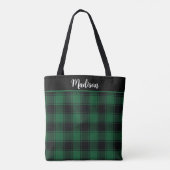 Groen en Zwart Tartan Aangepast Tote Bag (Achterkant)