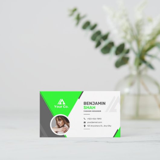 Groen en zwart Visitekaartje (Staand voorkant)