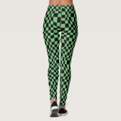 Groen en zwart Wavy Checker Halloween Leggings (Achterkant)