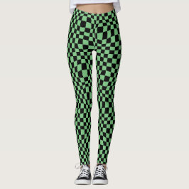 Groen en zwart Wavy Checker Halloween Leggings