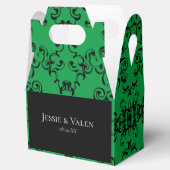 Groen en zwart wirl Gothic Wedding Bedankdoosjes (Geopend)