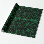Groen en zwart wirl Gothic Wedding Cadeaupapier<br><div class="desc">Ons mooie vormgeving biedt een modern element aan dit paarse en zwarte gotische collectie. Ideaal voor een donkere bruiloft of Halloween affaire.</div>