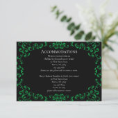 Groen en zwart wirl Gothic Wedding Informatiekaartje (Staand voorkant)