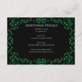 Groen en zwart wirl Gothic Wedding Informatiekaartje (Achterkant)