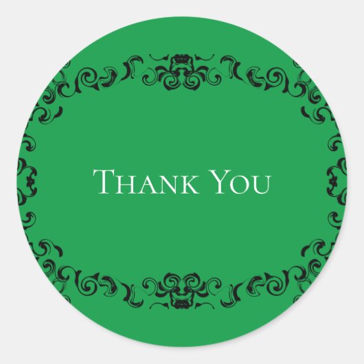 Groen en zwart wirl Gothic Wedding Ronde Sticker (Voorkant)