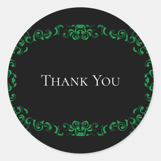Groen en zwart wirl Gothic Wedding Ronde Sticker (Voorkant)