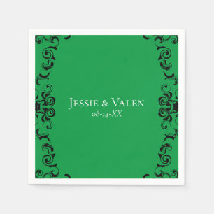 Groen en zwart wirl Gothic Wedding Servet