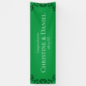 Groen en zwart wirl Gothic Wedding Spandoek (Verticaal)
