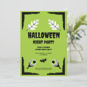 Groen en Zwarte Halloween Feest,  Halloween Feest  Feestdagenkaart