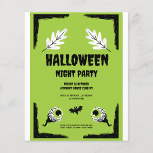 Groen en Zwarte Halloween Feest,  Halloween Feest  Flyer
