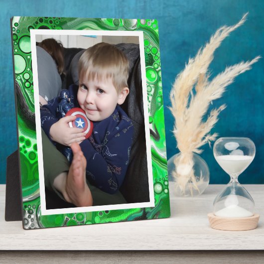 Groen en Zwarte Nepmarmer Fotoplaat (Zijkant)