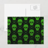 Groen en zwarte suikerschedel briefkaart (Voorkant / Achterkant)