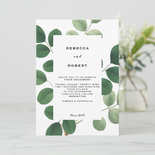 groen engagement feestuitnodiging kaart (Staand voorkant)