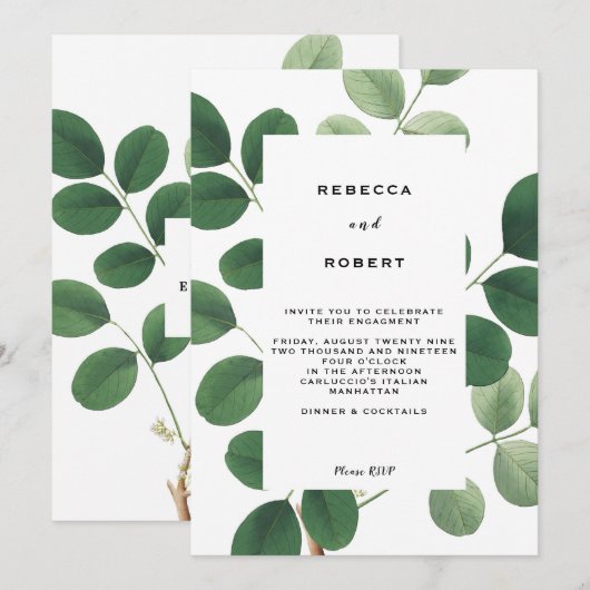  groen engagement feestuitnodiging kaart (Voorkant / Achterkant)