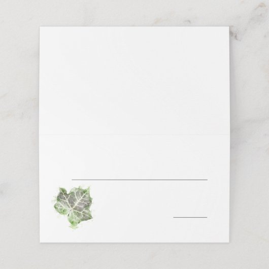 Groen Engels Ivy Leaf Waterverf Place Card Plaatskaartje (Buitenkant ongevouwen)