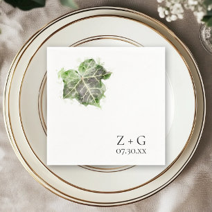 Groen Engels Ivy Leaf Waterverf Wedding Servet