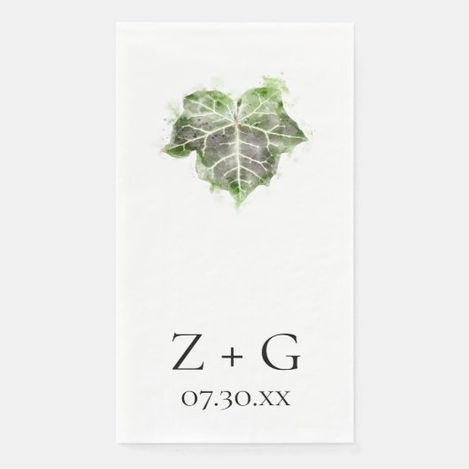 Groen Engels Ivy Leaf Waterverf Wedding Servet (Voorkant)