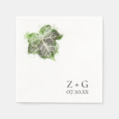 Groen Engels Ivy Leaf Waterverf Wedding Servet (Voorkant)