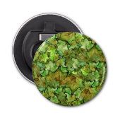 Groen Engels Ivy Natuur Waterverf Pattern Button Flesopener (Voorkant)