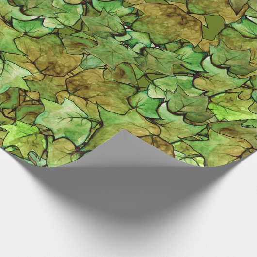 Groen Engels Ivy Natuur Waterverf Pattern Cadeaupapier (Hoek)