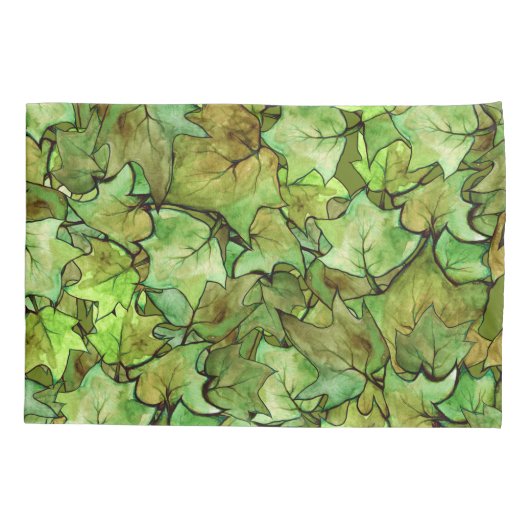 Groen Engels Ivy Natuur Waterverf Pattern Kussensloop (Achterkant)