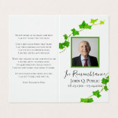 Groen Engels Ivy Vine begrafenis gebed Visitekaartje (Buitenkant ongevouwen)