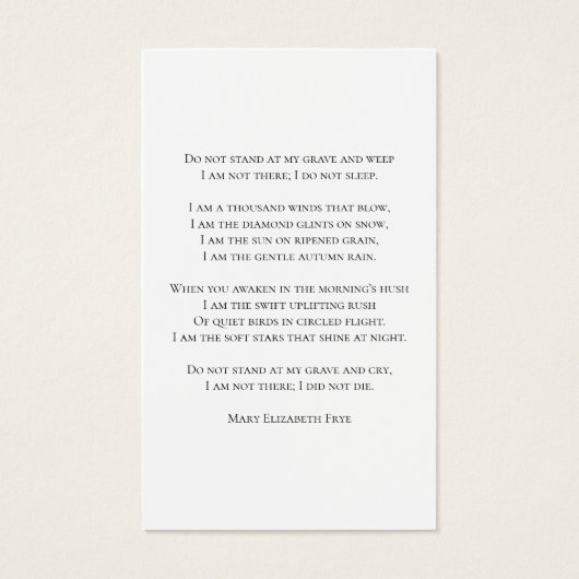 Groen Engels Ivy Vine begrafenis gebed Visitekaartje (Achterkant)