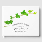 Groen Engels Ivy Vine begrafenismonument Gastenboek (Voorkant)