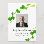 Groen Engels Ivy Vine Foliage Begrafenisdienst Programmakaart (Voorkant)