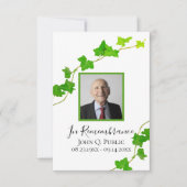 Groen Engels Ivy Vine Foliage Begrafenissympathie Bedankkaart (Voorkant)