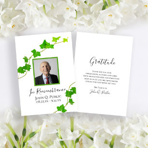 Groen Engels Ivy Vine Foliage Begrafenissympathie Bedankkaart