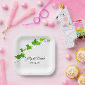 Groen Engels Ivy Vine Foliage Bruiloft Papieren Bordje (Feest)