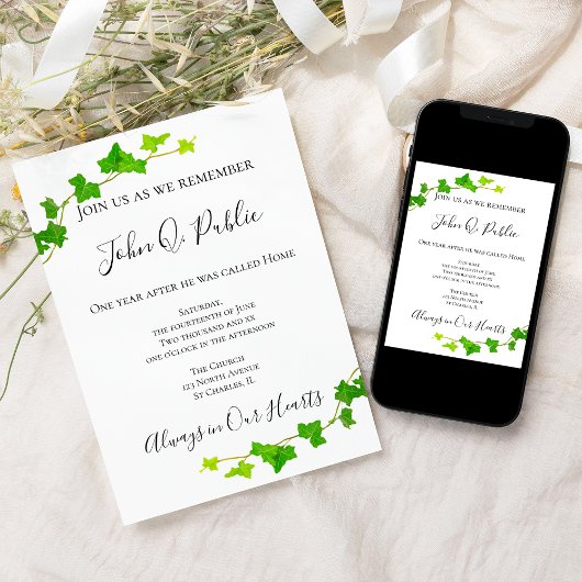 Groen Engels Ivy Vine Foliage Death Jubileum Kaart