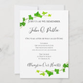 Groen Engels Ivy Vine Foliage Death Jubileum Kaart (Achterkant)