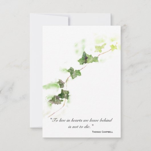 Groen Engels Ivy Vine Hartelijk dank voor uw sympa Bedankkaart (Voorkant)