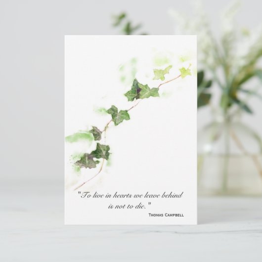 Groen Engels Ivy Vine Hartelijk dank voor uw sympa Bedankkaart (Staand voorkant)