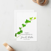 Groen Engels Ivy Vine Share Memory begrafenis Notitiekaartje (Voorkant / Achterkant in situ)