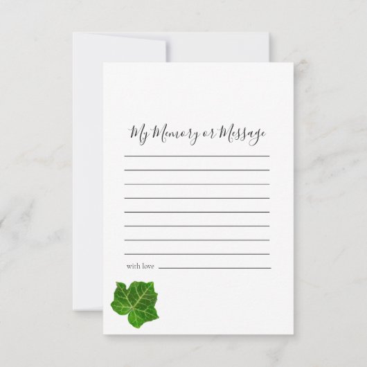 Groen Engels Ivy Vine Share Memory begrafenis Notitiekaartje (Achterkant)