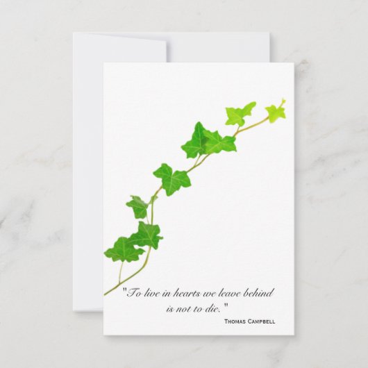 Groen Engels Ivy Vine Sympathie Dank u Bedankkaart (Voorkant)