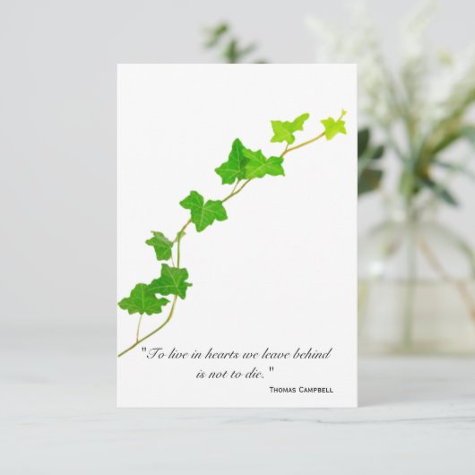 Groen Engels Ivy Vine Sympathie Dank u Bedankkaart (Staand voorkant)