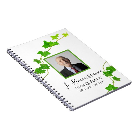 Groen Engels Ivy Vine Uitvaart Memorial Gastenboek Notitieboek (Rechterzijde)