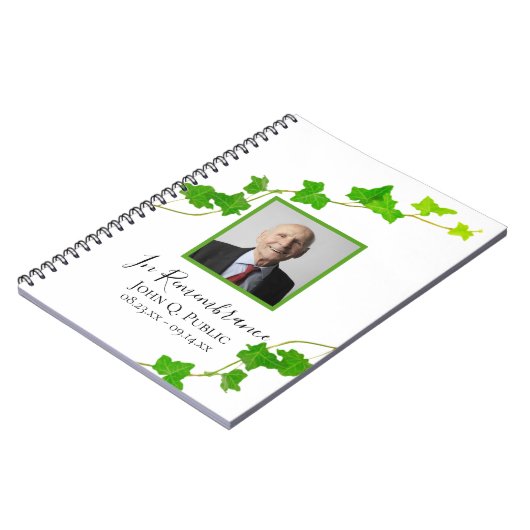 Groen Engels Ivy Vine Uitvaart Memorial Gastenboek Notitieboek (Linkerzijde)