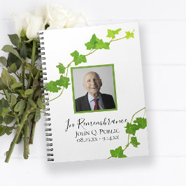 Groen Engels Ivy Vine Uitvaart Memorial Gastenboek Notitieboek